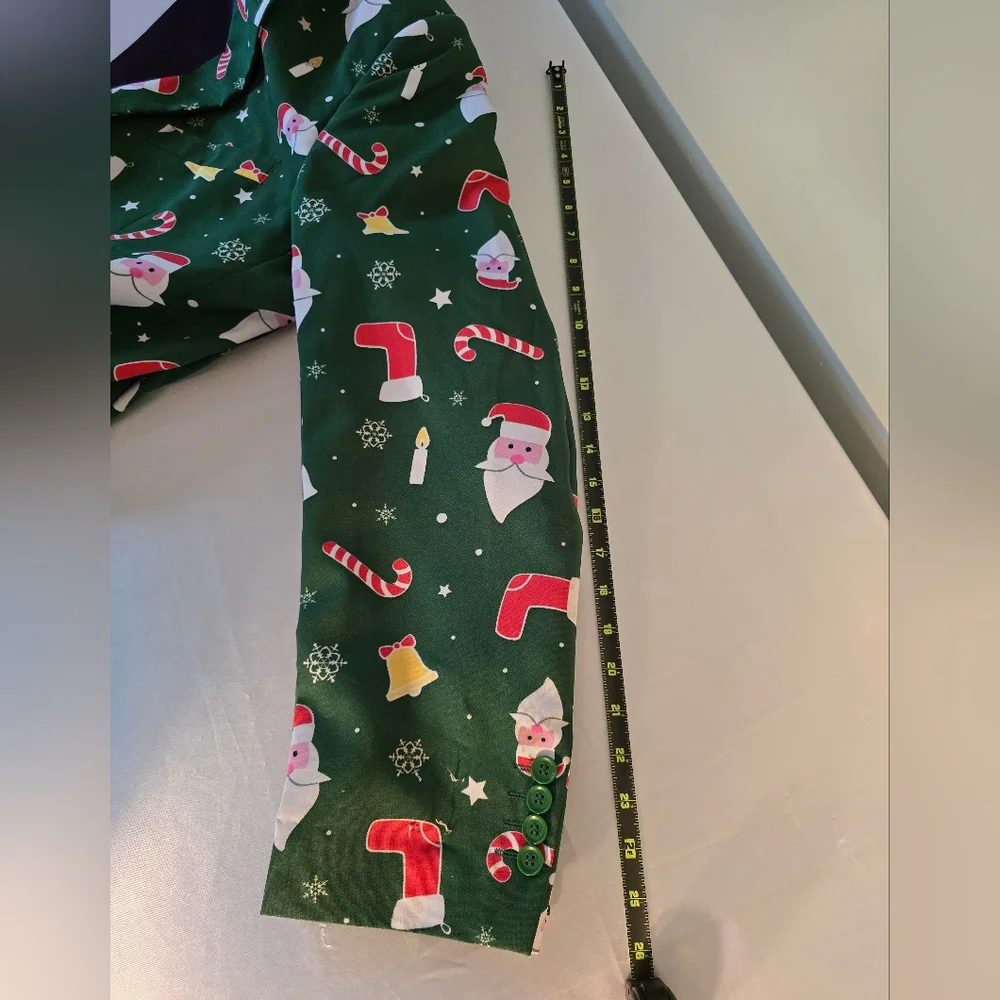 OppoSuits Green Santa Print Blazer